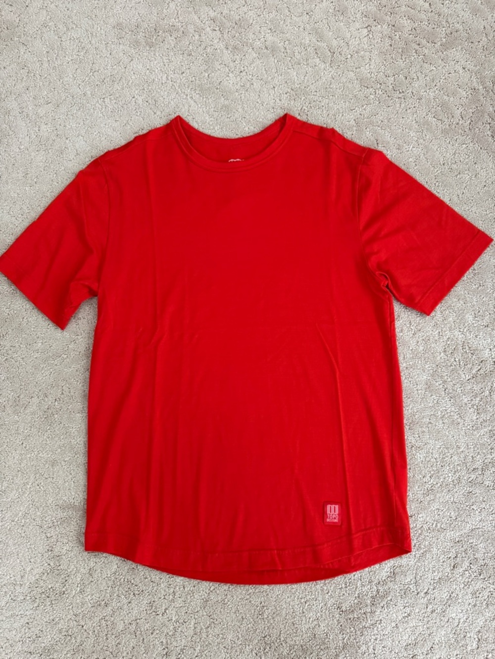 Topo Designs Red Crewneck Tee Merino Wool Blend